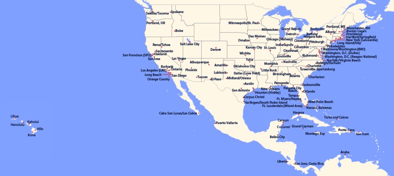 Southwest Airlines Destinations Map